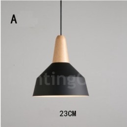 Lampada a sospensione moderna contemporanea in legno e metallo multicolore