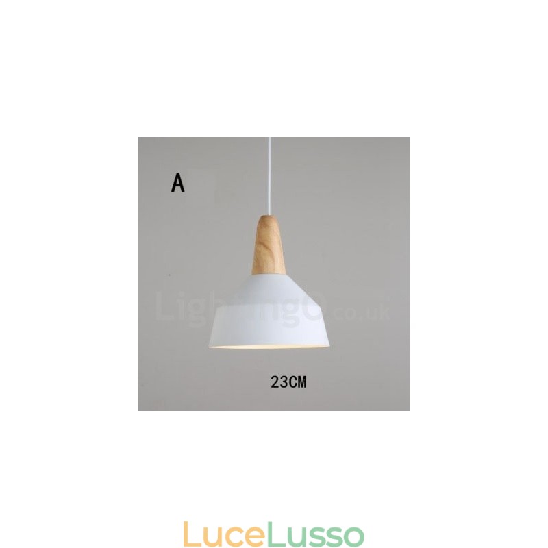 Lampada a sospensione moderna contemporanea in legno e metallo multicolore