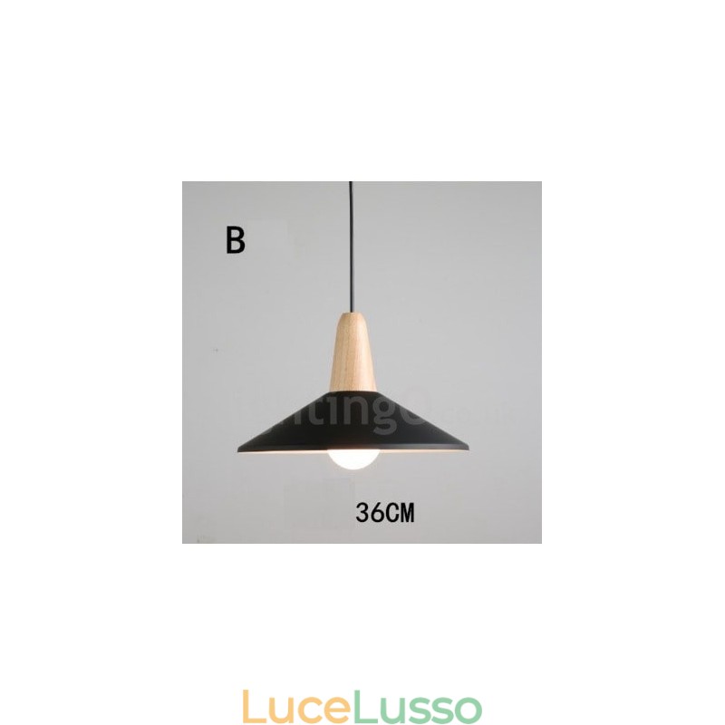 Lampada a sospensione moderna contemporanea in legno e metallo multicolore