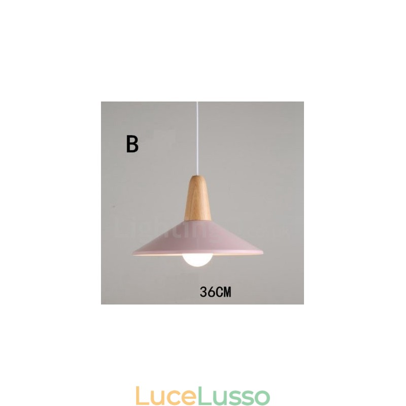 Lampada a sospensione moderna contemporanea in legno e metallo multicolore