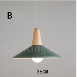 Lampada a sospensione moderna contemporanea in legno e metallo multicolore
