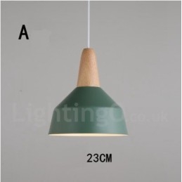 Lampada a sospensione moderna contemporanea in legno e metallo multicolore