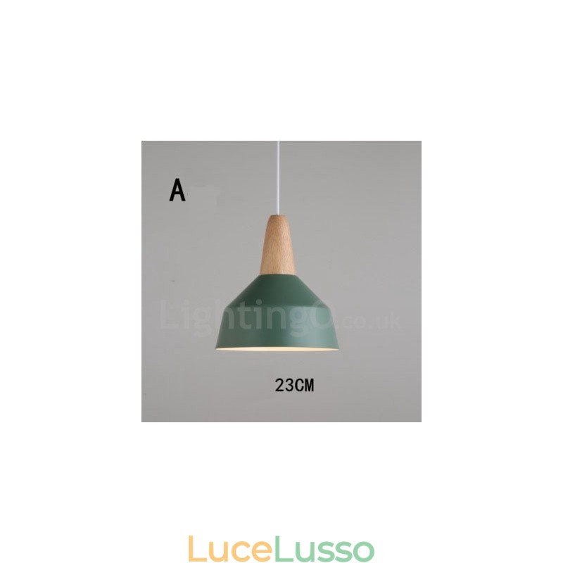 Lampada a sospensione moderna contemporanea in legno e metallo multicolore