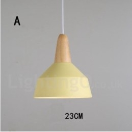 Lampada a sospensione moderna contemporanea in legno e metallo multicolore