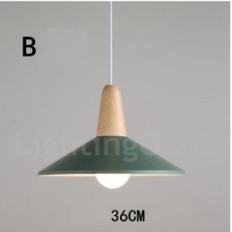 Lampada a sospensione moderna contemporanea in legno e metallo multicolore