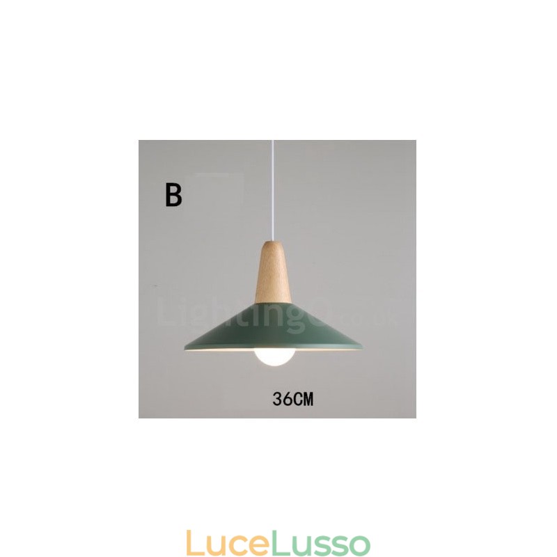Lampada a sospensione moderna contemporanea in legno e metallo multicolore