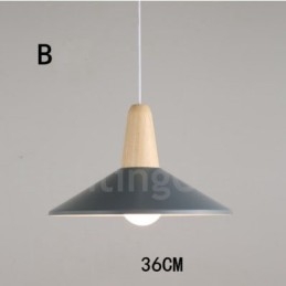 Lampada a sospensione moderna contemporanea in legno e metallo multicolore