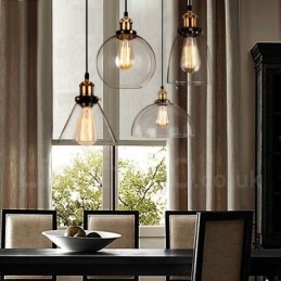Lampada a sospensione retrò vintage con paralume in vetro