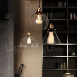 Lampada a sospensione retrò vintage con paralume in vetro