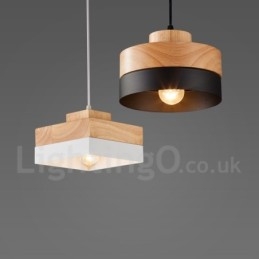 Lampada a sospensione moderna in legno e metallo, contemporanea