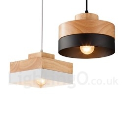 Lampada a sospensione moderna in legno e metallo, contemporanea