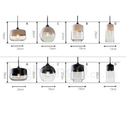 Lampada a sospensione moderna e contemporanea con paralume in vetro