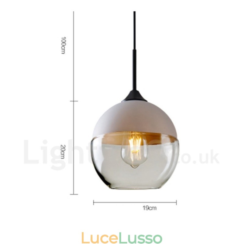 Lampada a sospensione moderna e contemporanea con paralume in vetro