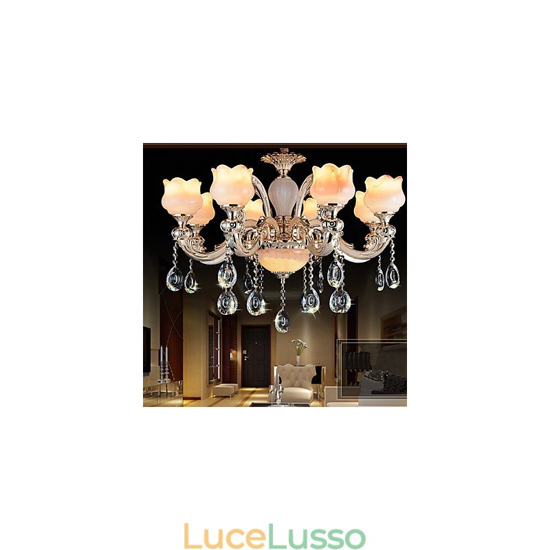 Lampada a sospensione in giada in stile europeo Lampada a sospensione in cristallo