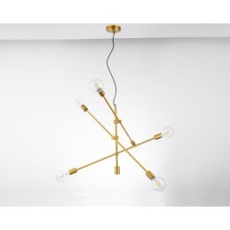 Lampadario in rame a 6 luci con paralume in vetro