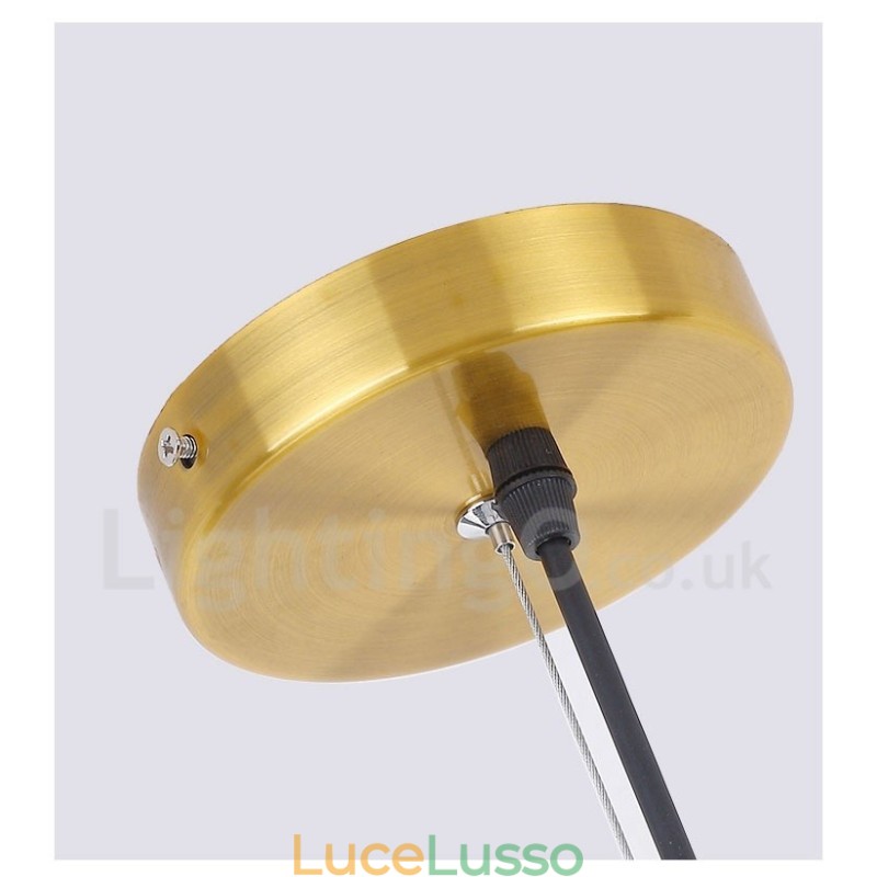Lampadario in rame a 6 luci con paralume in vetro