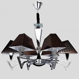 Lampadario in ferro battuto alla moda, illuminazione artistica, lampadario con 6 luci