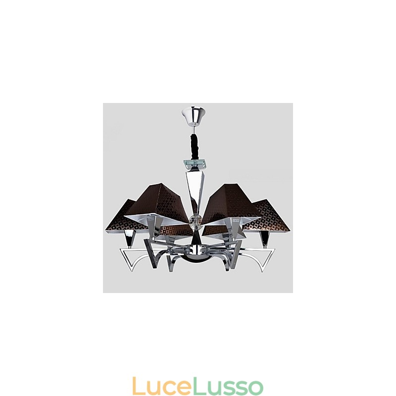 Lampadario in ferro battuto alla moda, illuminazione artistica, lampadario con 6 luci