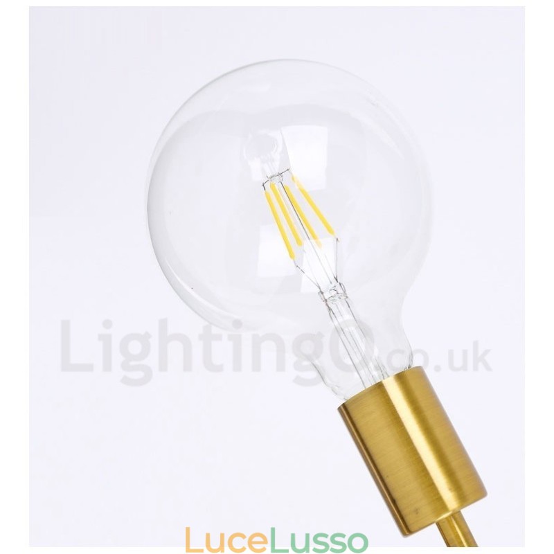 Lampadario in rame a 6 luci con paralume in vetro