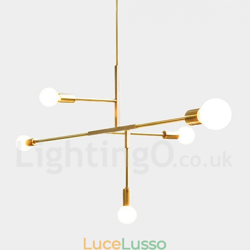 Lampadario moderno contemporaneo in rame a 5 luci