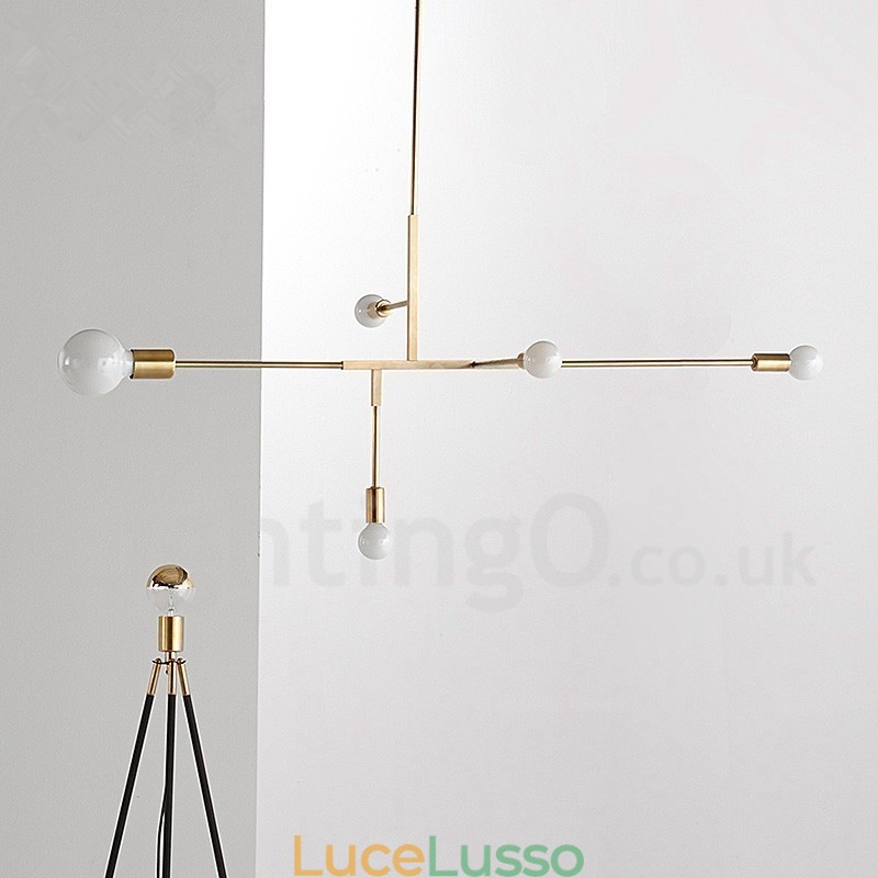 Lampadario moderno contemporaneo in rame a 5 luci