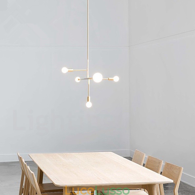 Lampadario moderno contemporaneo in rame a 5 luci
