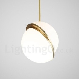 Lampada a sospensione moderna in rame e paralume in vetro