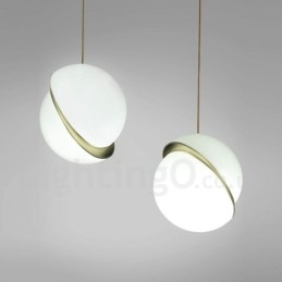 Lampada a sospensione moderna in rame e paralume in vetro