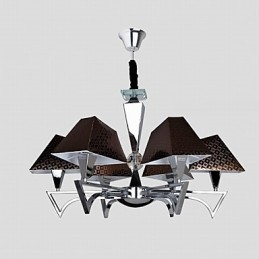 Lampadario in ferro battuto alla moda, illuminazione artistica, lampadario con 6 luci