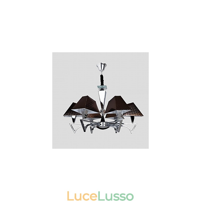 Lampadario in ferro battuto alla moda, illuminazione artistica, lampadario con 6 luci