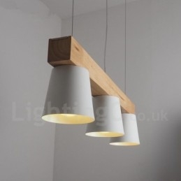 Lampada a sospensione moderna e contemporanea in legno a 3 luci