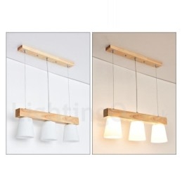 Lampada a sospensione moderna e contemporanea in legno a 3 luci