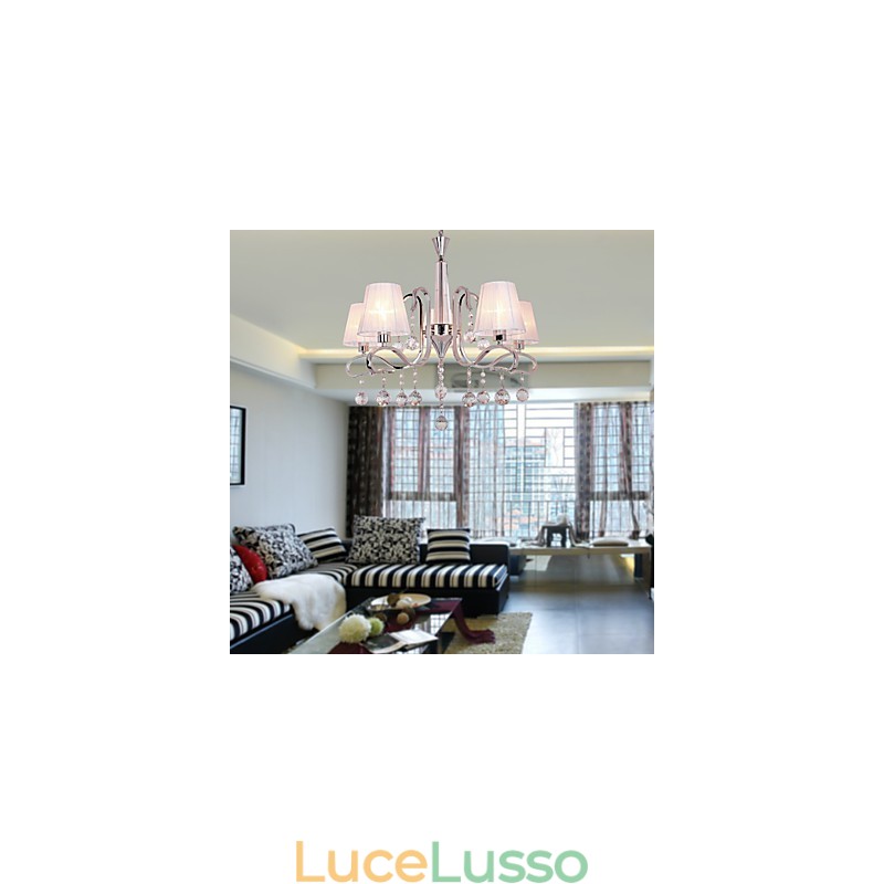 Lampadario moderno contemporaneo in cristallo elettroplaccato