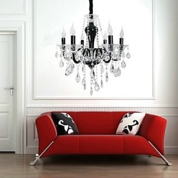 Lampadario in cristallo a 6 luci con accenti di design nero