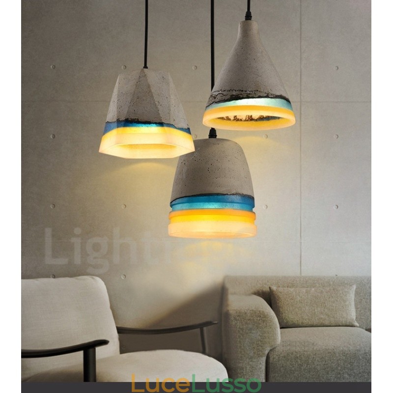 Lampada a sospensione vintage in cemento