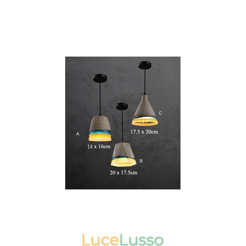 Lampada a sospensione vintage in cemento