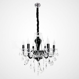 Lampadario in cristallo a 6 luci con accenti di design nero