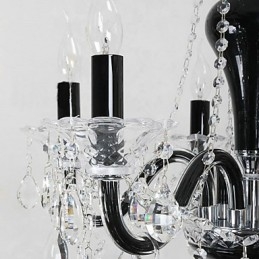Lampadario in cristallo a 6 luci con accenti di design nero