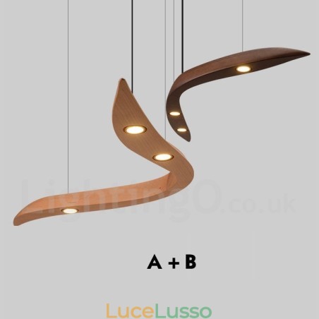 Lampada a sospensione moderna contemporanea in legno a 3 luci Lampada a sospensione moderna contemporanea in legno a 3 luci