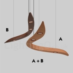 Lampada a sospensione moderna contemporanea in legno a 3 luci