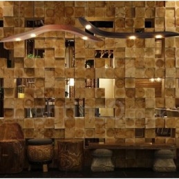 Lampada a sospensione moderna contemporanea in legno a 3 luci