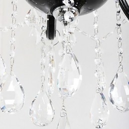 Lampadario in cristallo a 6 luci con accenti di design nero