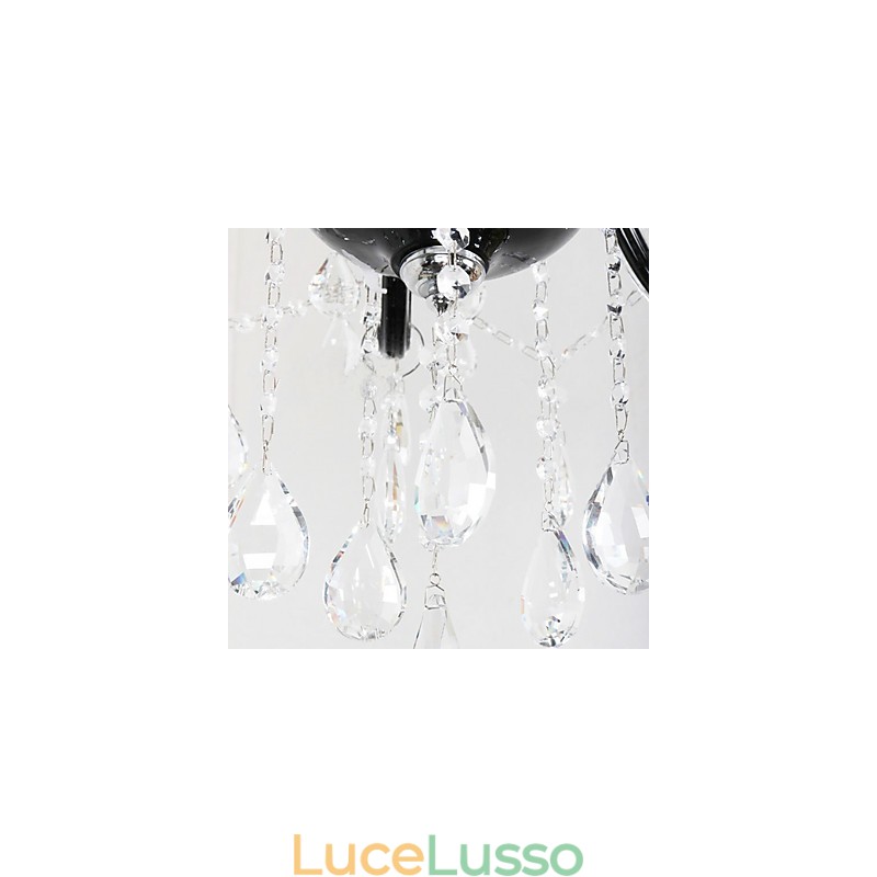 Lampadario in cristallo a 6 luci con accenti di design nero