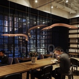 Lampada a sospensione moderna contemporanea in legno a 3 luci