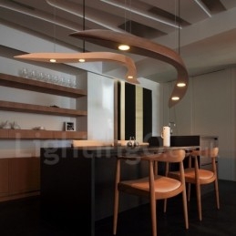 Lampada a sospensione moderna contemporanea in legno a 3 luci
