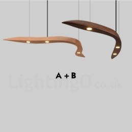 Lampada a sospensione moderna contemporanea in legno a 3 luci