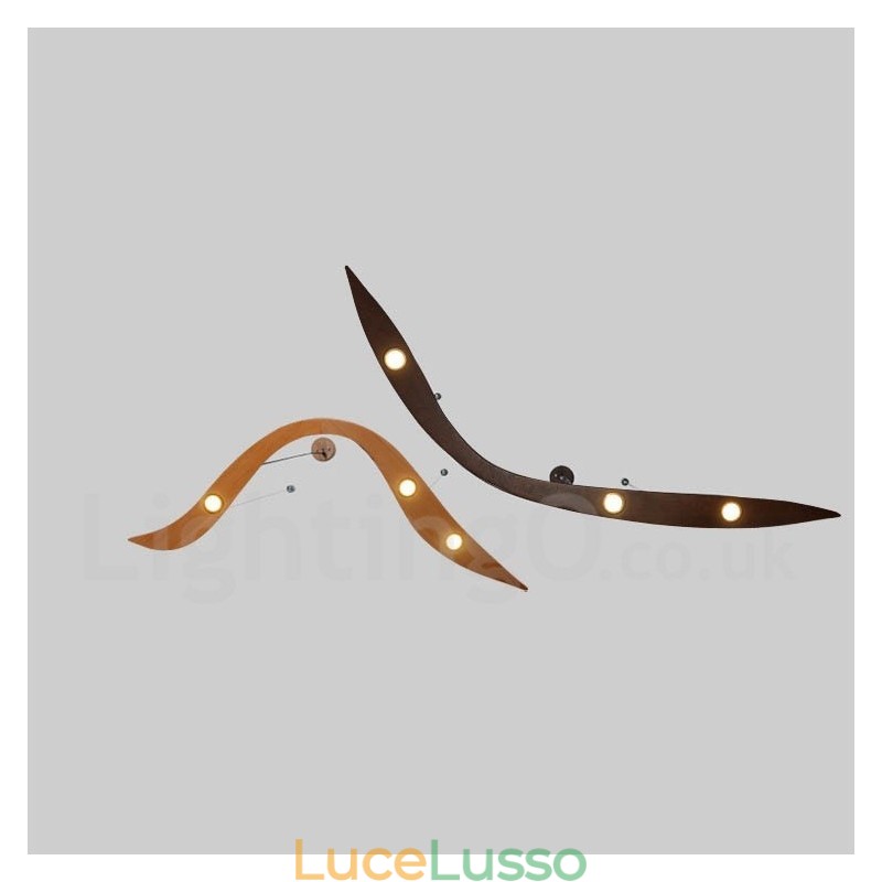 Lampada a sospensione moderna contemporanea in legno a 3 luci