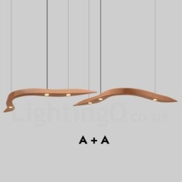 Lampada a sospensione moderna contemporanea in legno a 3 luci
