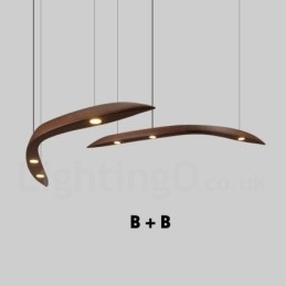 Lampada a sospensione moderna contemporanea in legno a 3 luci