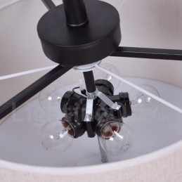 Lampada a sospensione rustica in metallo con paralume in tessuto
